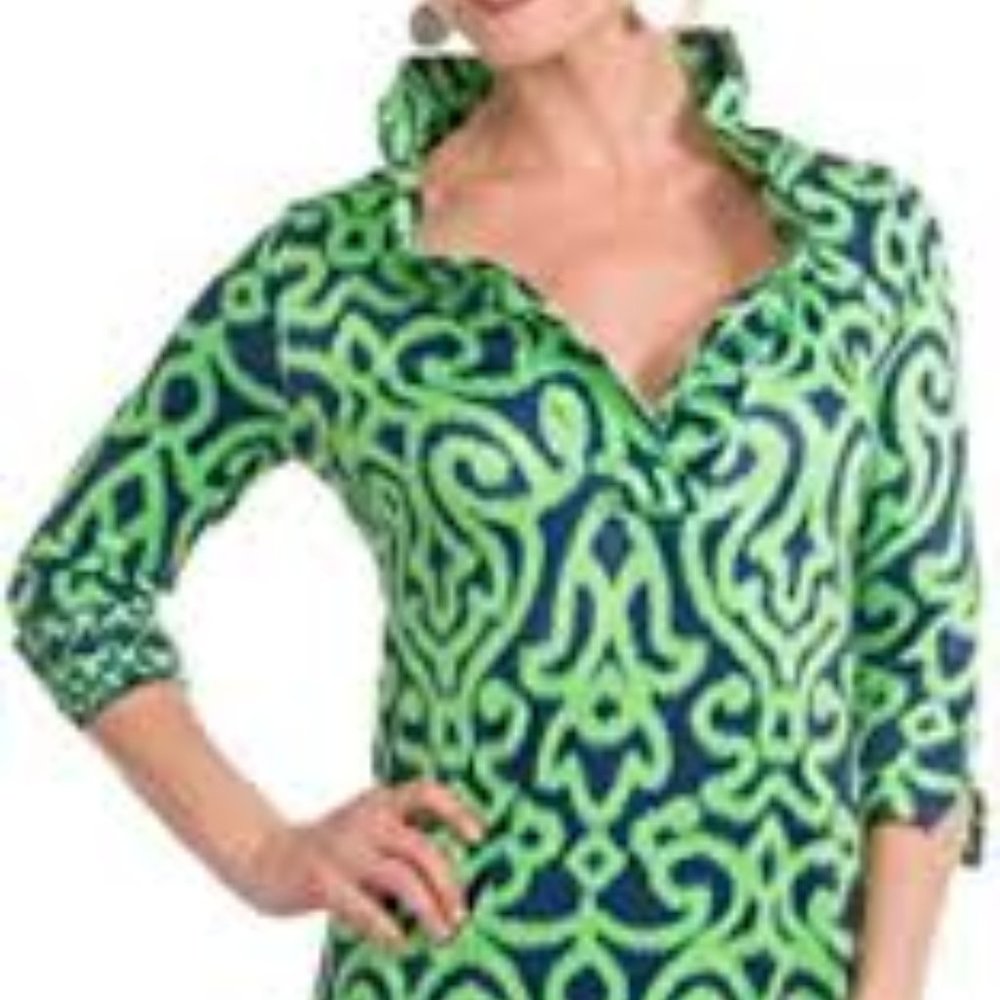 Gretchen Scott Green and Navy Dress